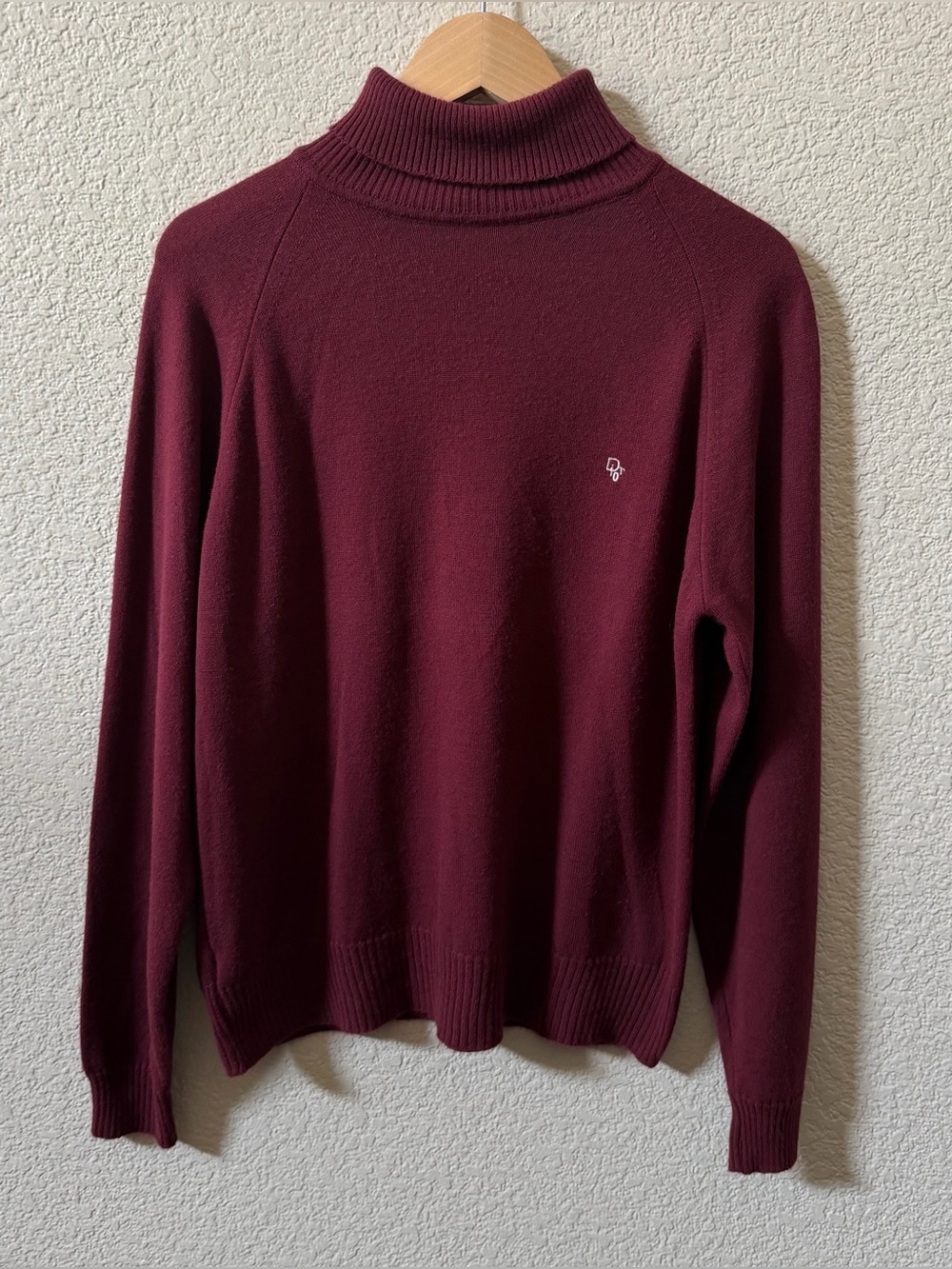 Christian Dior MONSIEUR VTG Men’s Medium Burgundy Sweater Logo USA Made •DESC